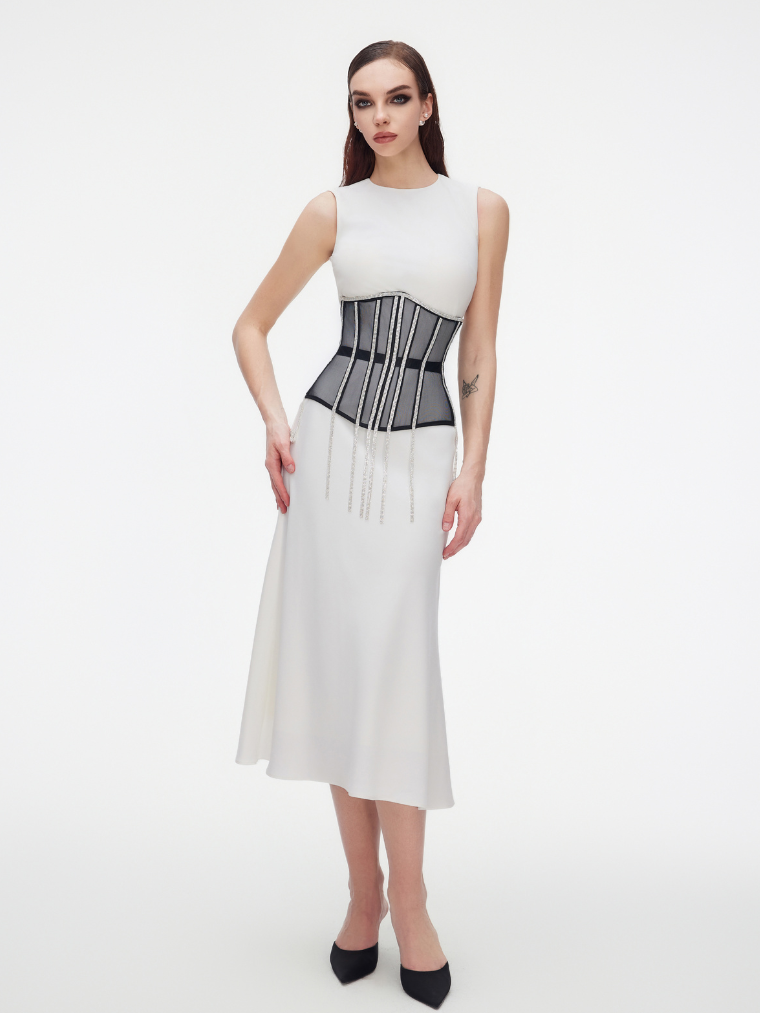 Cape with rhinestones fringe black