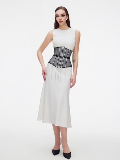 Cape with rhinestones fringe black