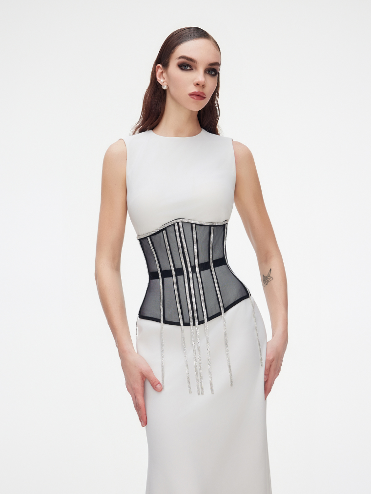 Cape with rhinestones fringe black