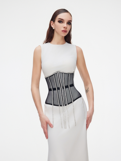 Cape with rhinestones fringe black