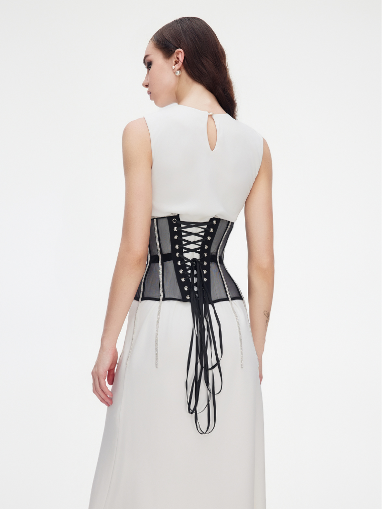 Cape with rhinestones fringe black