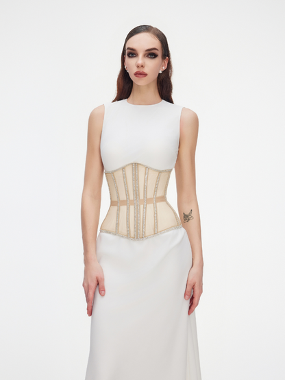 Cape with rhinestones beige