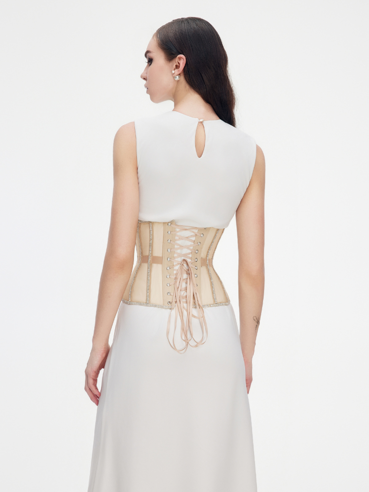 Cape with rhinestones beige