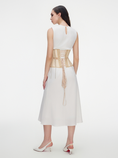 Cape with rhinestones fringe beige